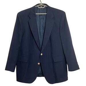 David Taylor Mens Blazer 46R Navy Blue Gold Crest Buttons Sport Coat Jacket